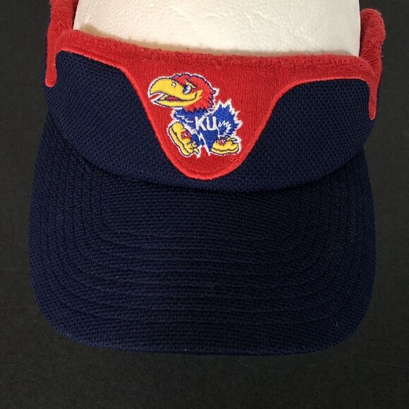 KU Visor Jayhawk Logo Red and Blue Terry Cloth University of Kansas Nike - Picture 4 of 10